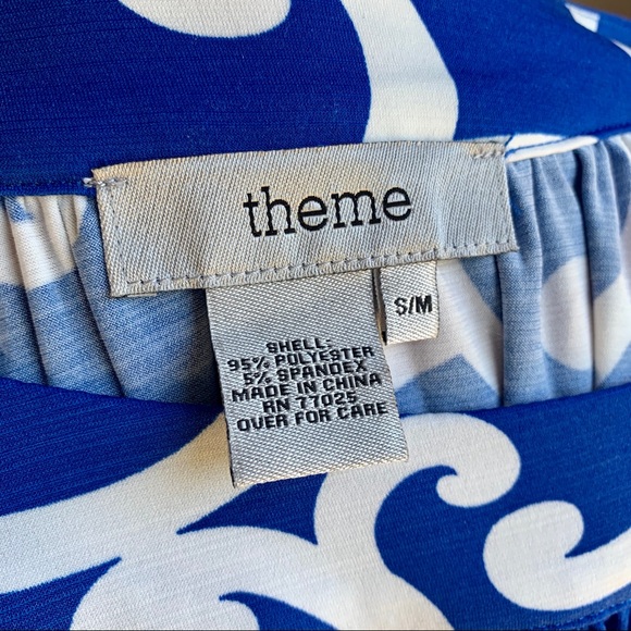 THEME Blue and White Drape Batwing Sleeve Blouse - Picture 15 of 16